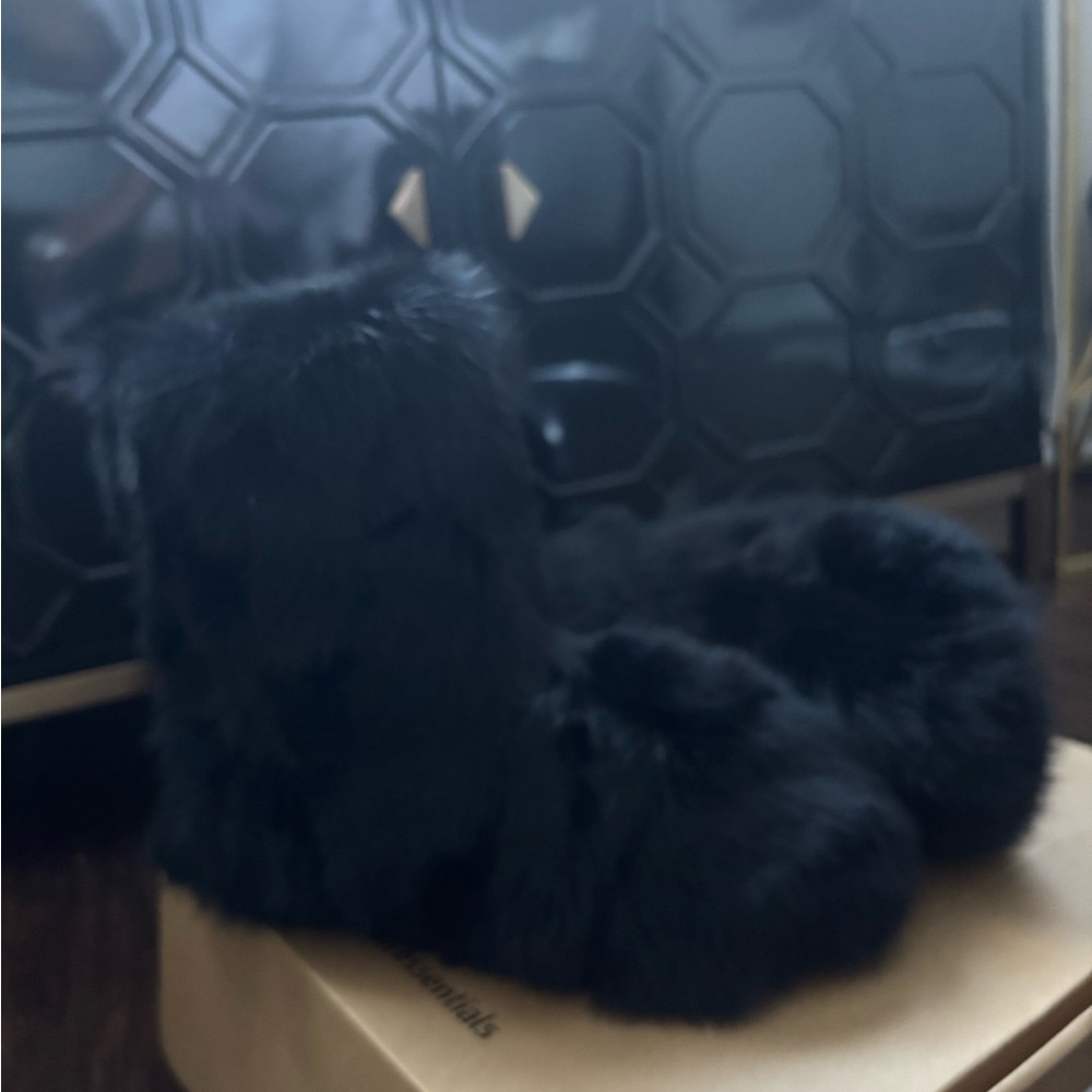 Faux Fur Black Combat Boots